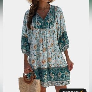 Teal and Orange Patterned Top